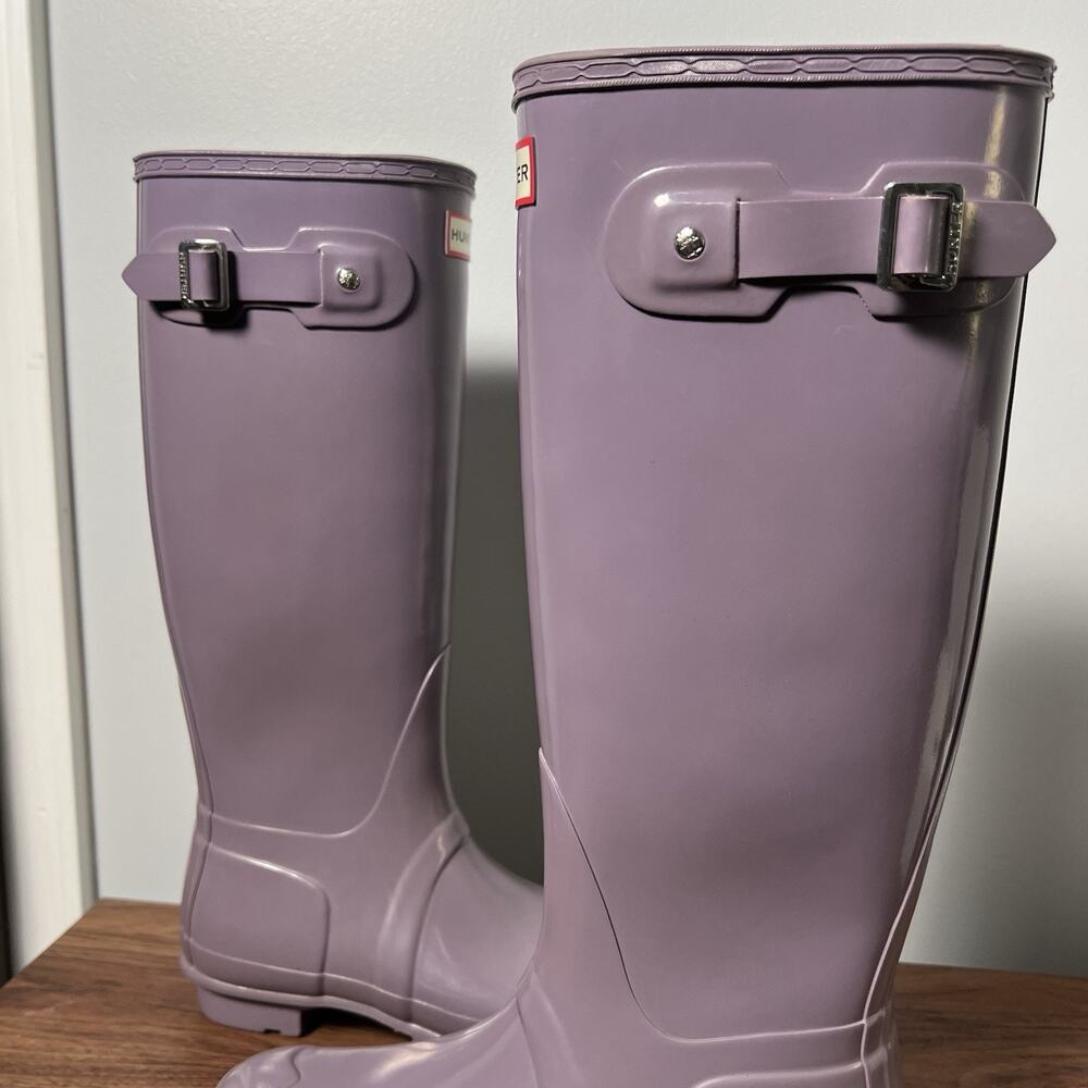 Hunter Original Tall Gloss Rain Boots Womens 7 Purple Violet Lavender Waterproof - Picture 5 of 15